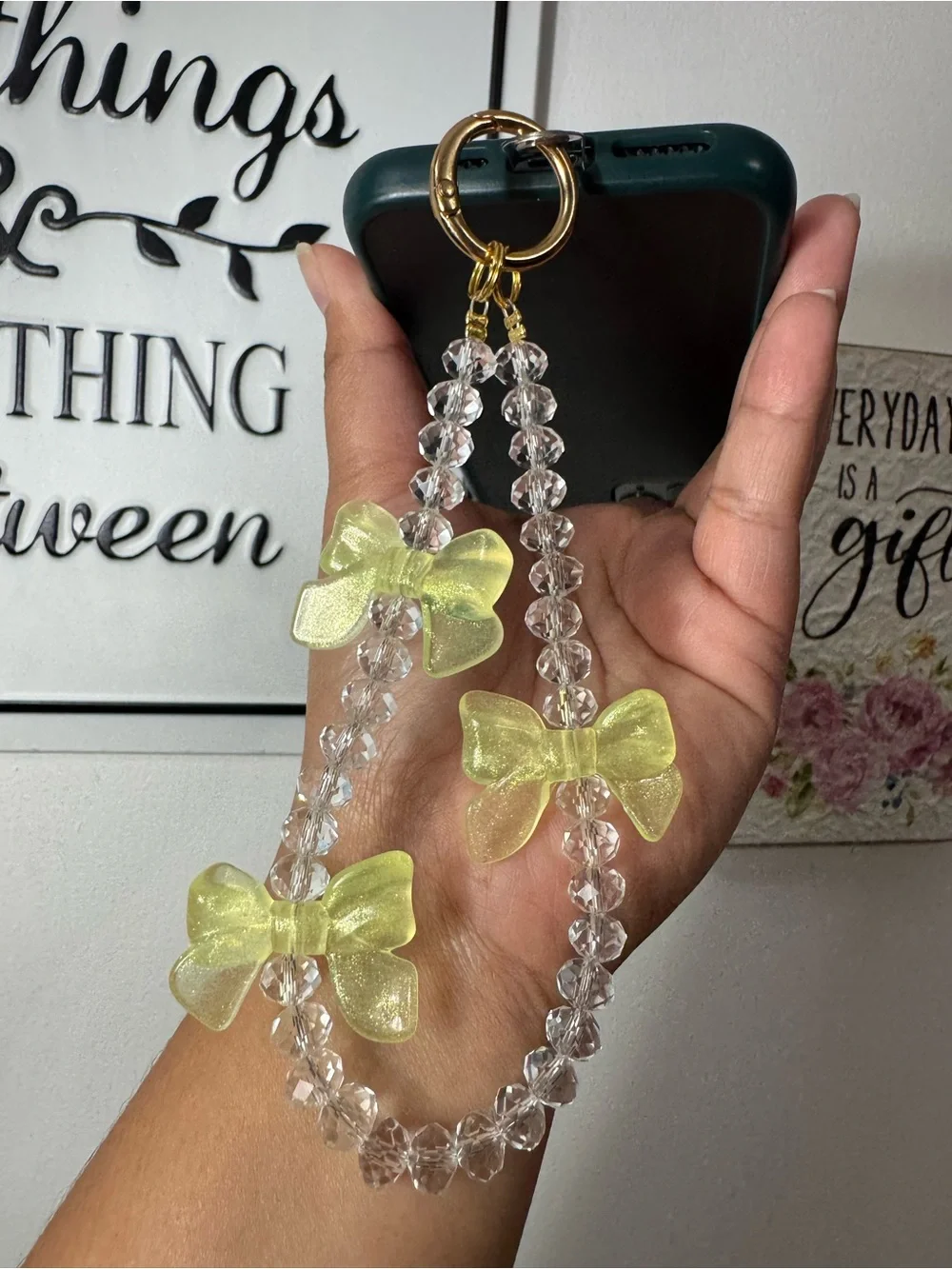 Bling Bling Crystal with Yellow Bow Phone/Key/Bag Chain #P1101